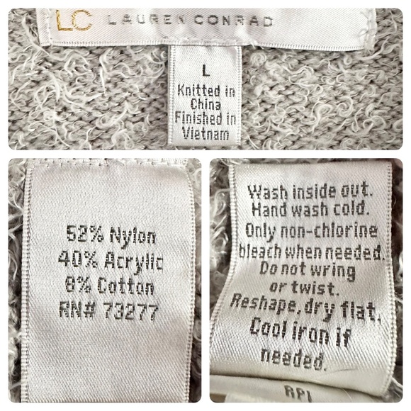 Lauren Conrad Heart Print Soft Fuzzy Sweater, Size L - Picture 6 of 6